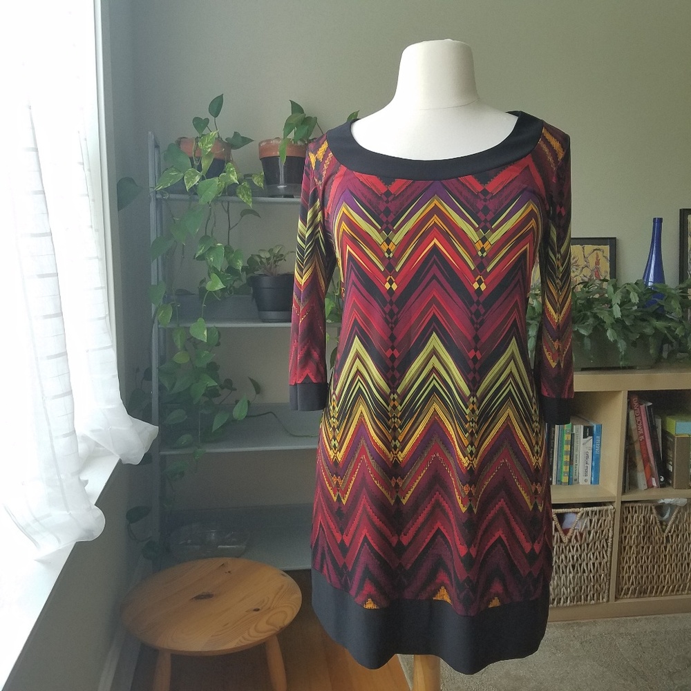Tiana B. Bright Chevron Print Dress - sleeves!